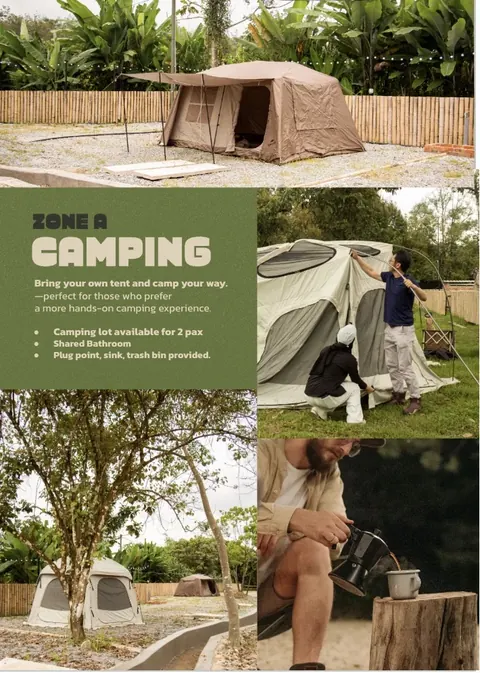 Camping and glamping setup at Suka Camping