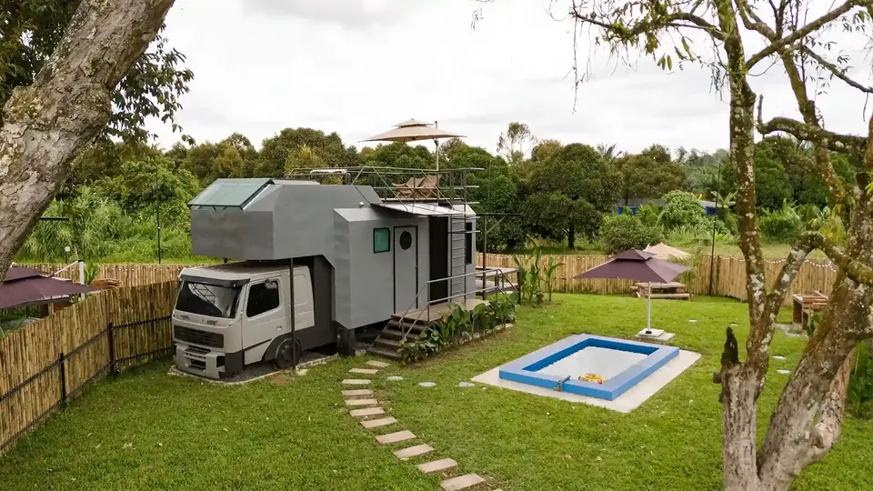 Cybertruck-style glamping suite at Suka Camping, Bentong, Malaysia