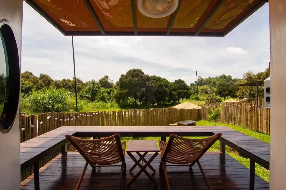 Cybertruck suite deck and outdoor area at Suka Camping